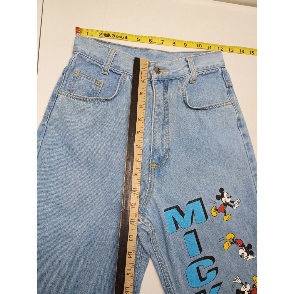 Y2K Mickey Unlimited Denim Jeans Junior Sz 3 Disney High Waist Tapered - Picture 8 of 15